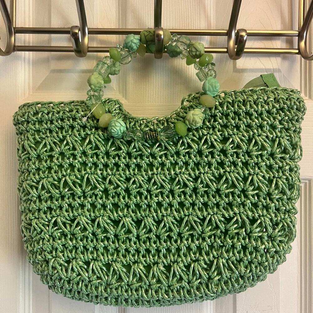Cappelli green beaded crochet purse - Picture 3 of 6